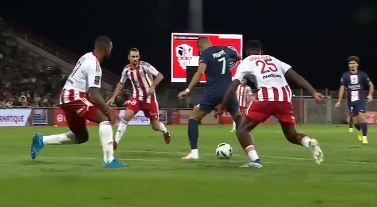 Kylian Mbappe set Paris Saint-Germain team-mate Lionel Messi with a backheel