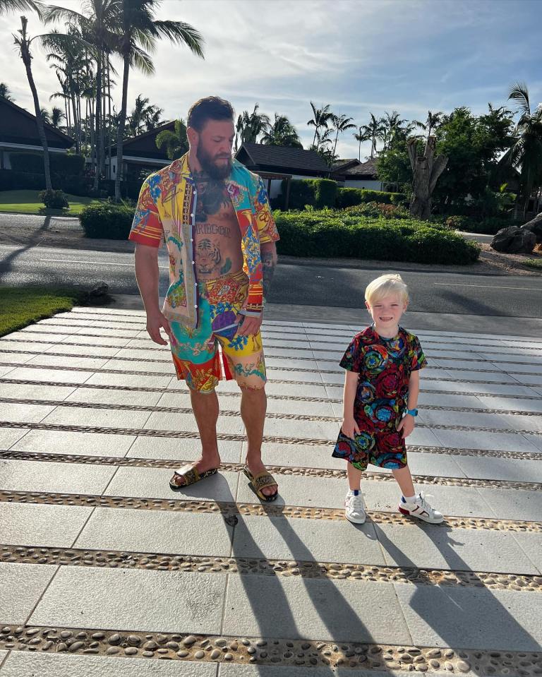 Conor Jr out-did his dad with a colourful matching shirt and shorts