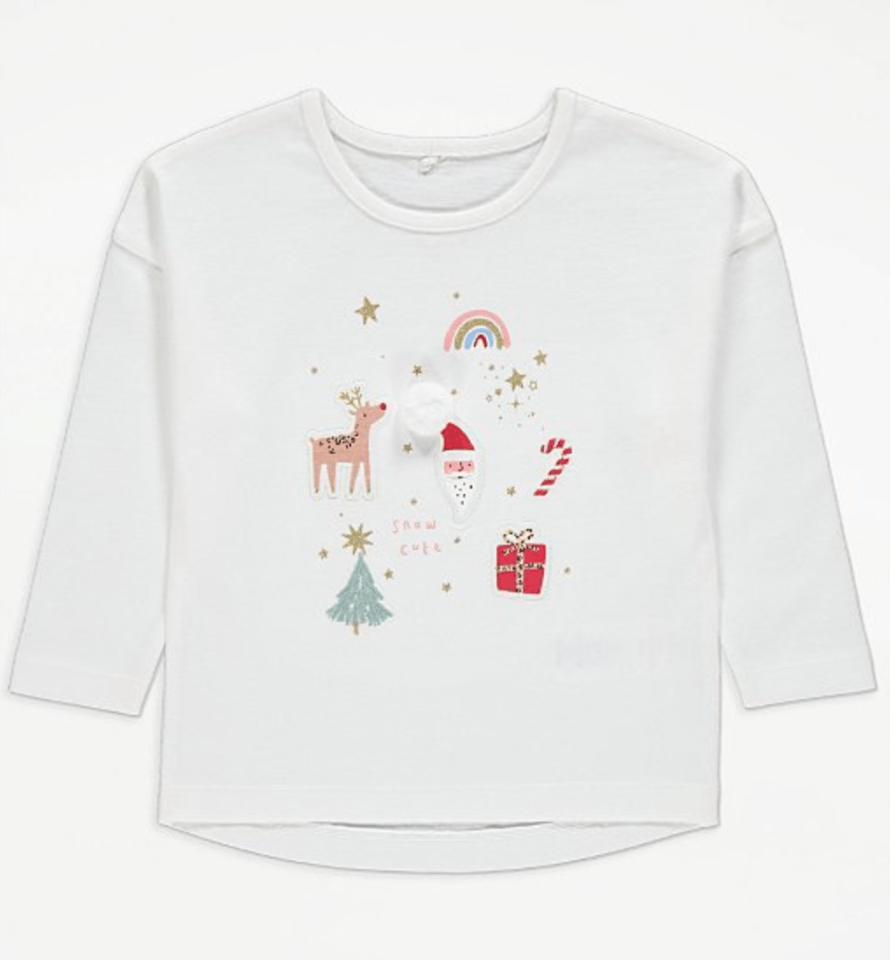 Christmas Applique Patches Long Sleeve Top