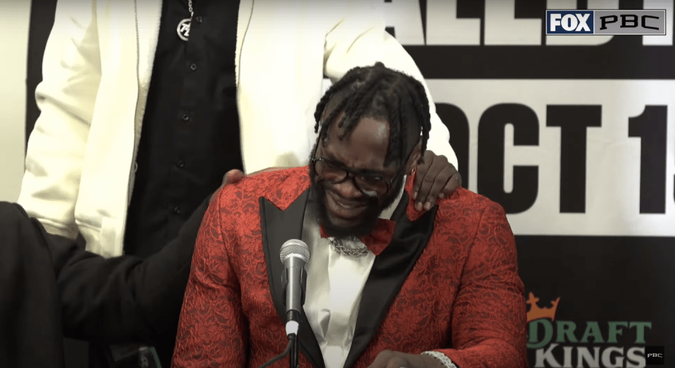 Deontay Wilder breaking down in tears