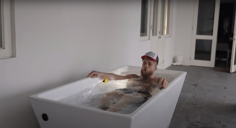 Jake Paul in an ice bath