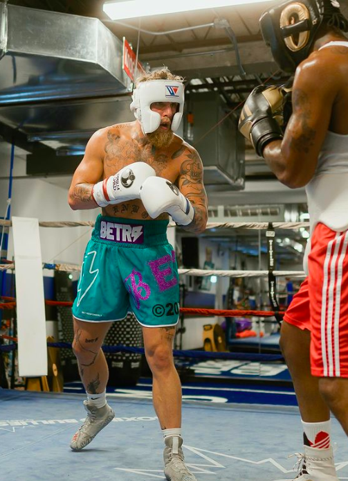 Jake Paul sparring ahead of his fight with Anderson Silva