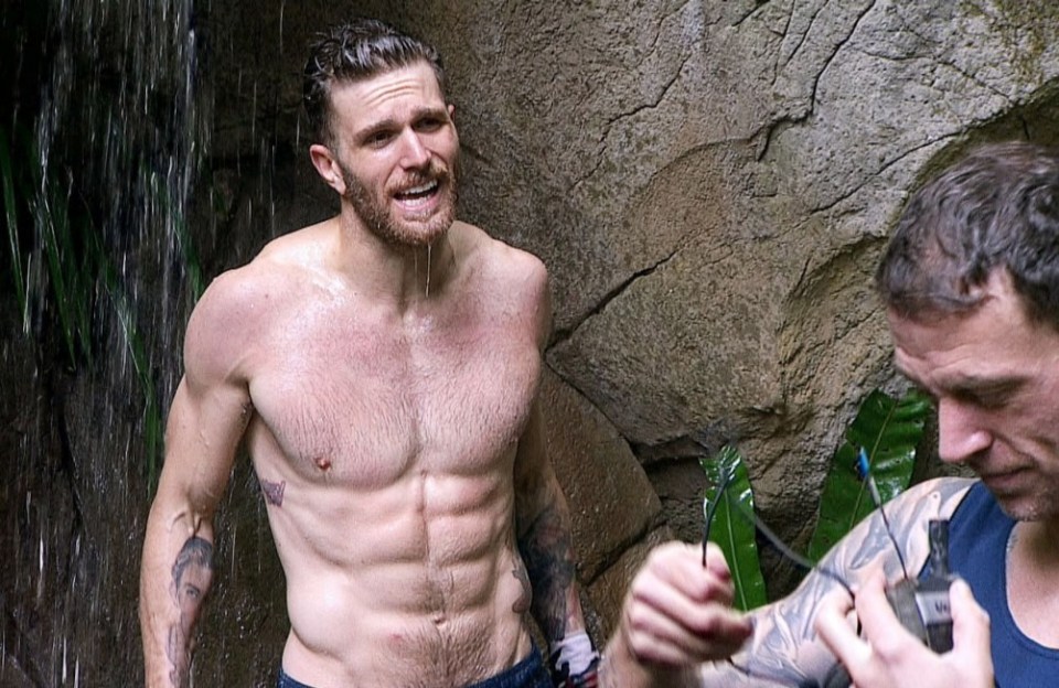 Joel wasn’t shy about stripping off in the jungle shower