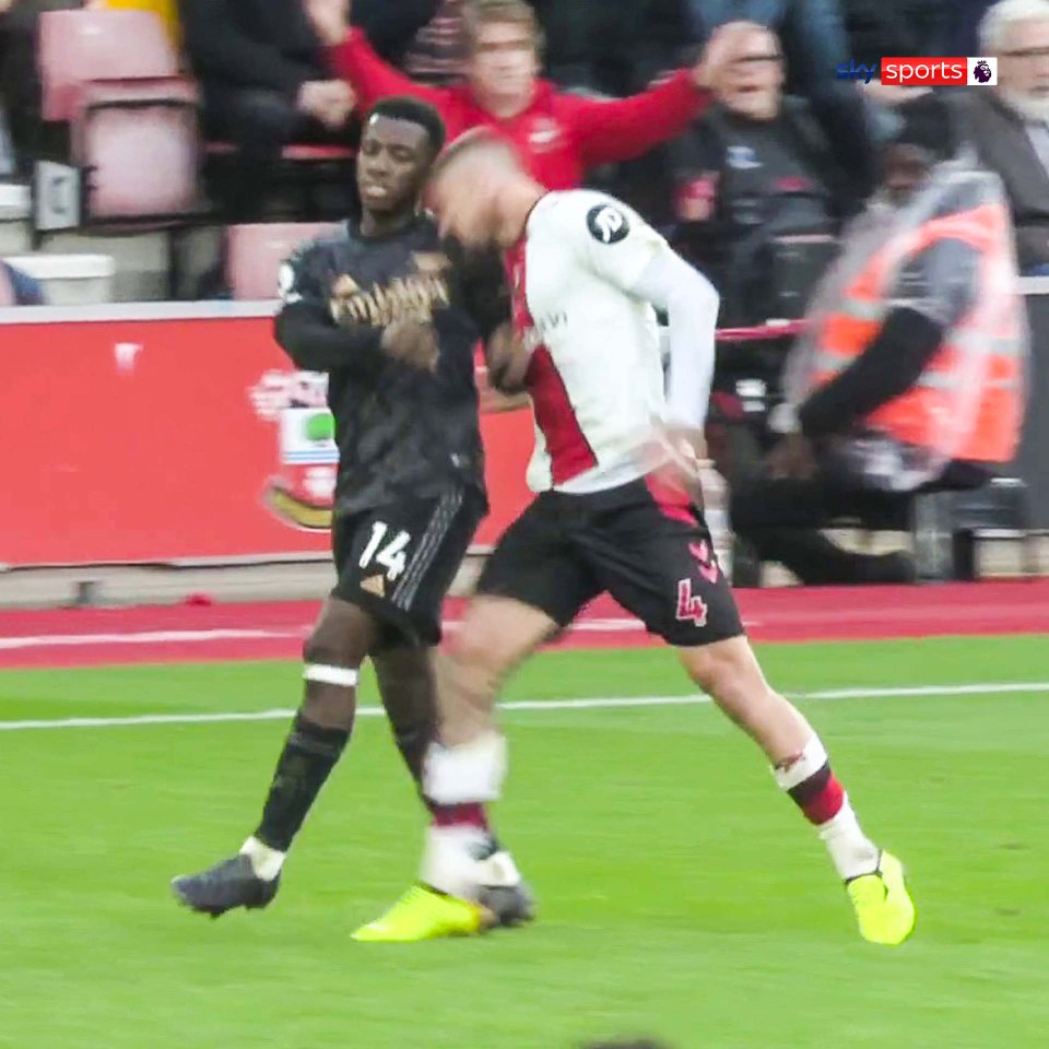 Lyanco appeared to 'headbutt' Nketiah