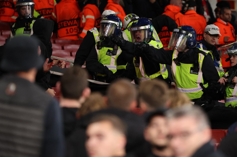 Police attempt to keep fans segregated at last week’s match