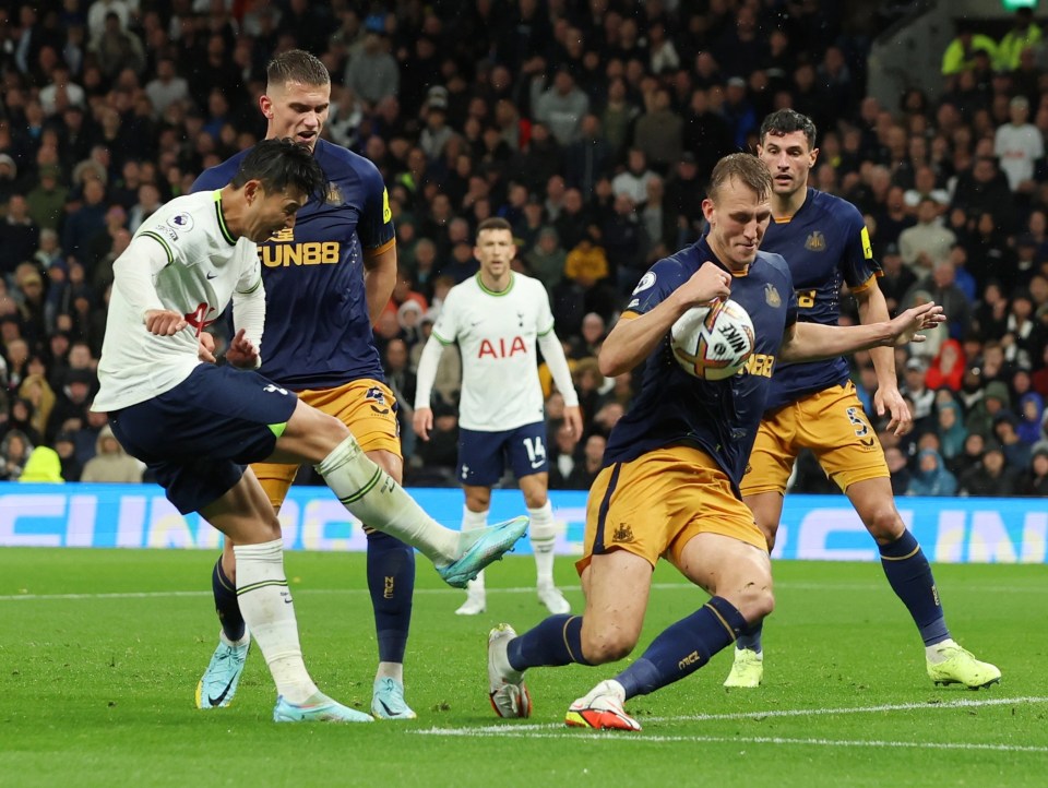 Tottenham wanted a penalty when the ball bounced off Dan Burn's foot and arm