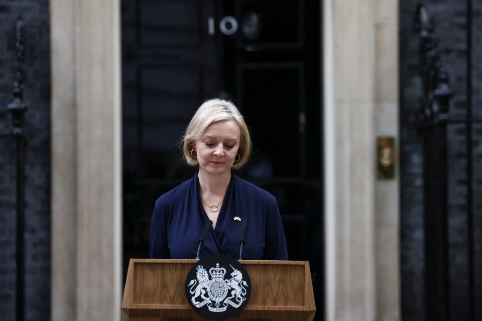 The former PM made a solemn speech outside Downing Street today