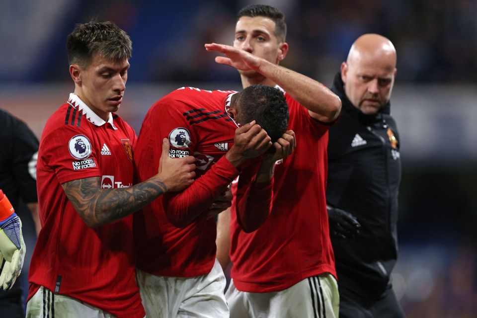 Raphael Varane was in tears as he limped off against Chelsea