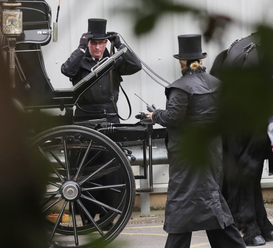 A hearse on the set of EastEnders for Dot’s funeral