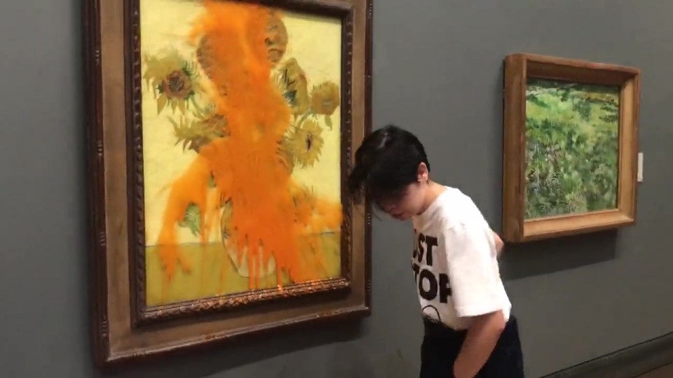 The painting is understood to be behind a glass screen