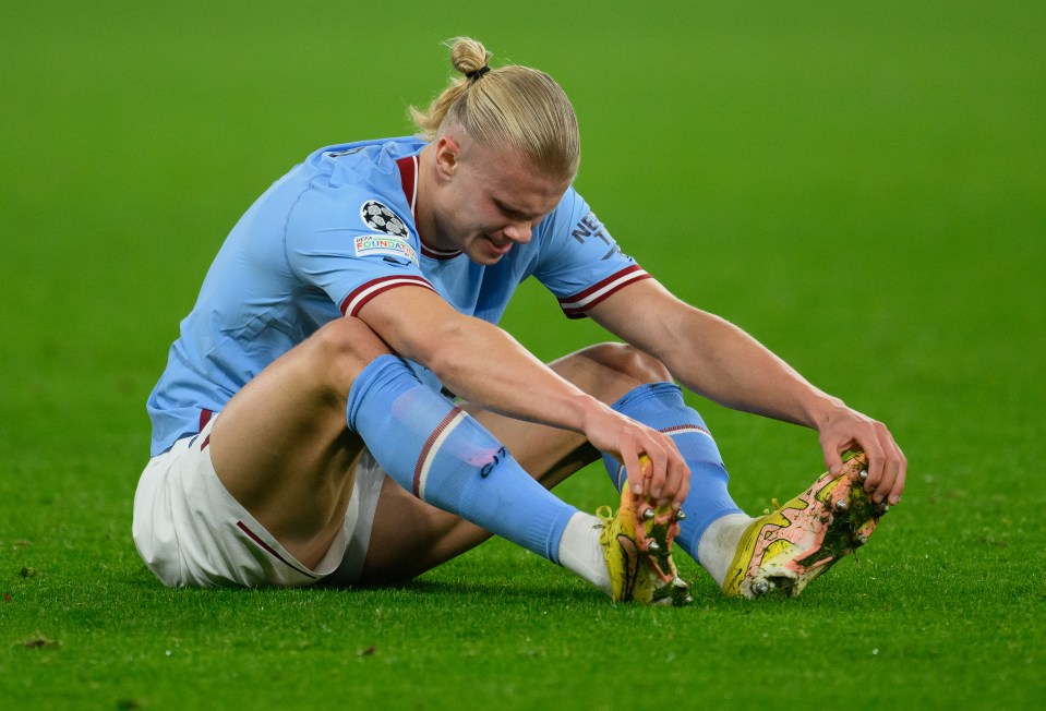 Erling Haaland suffered a foot injury against his old team