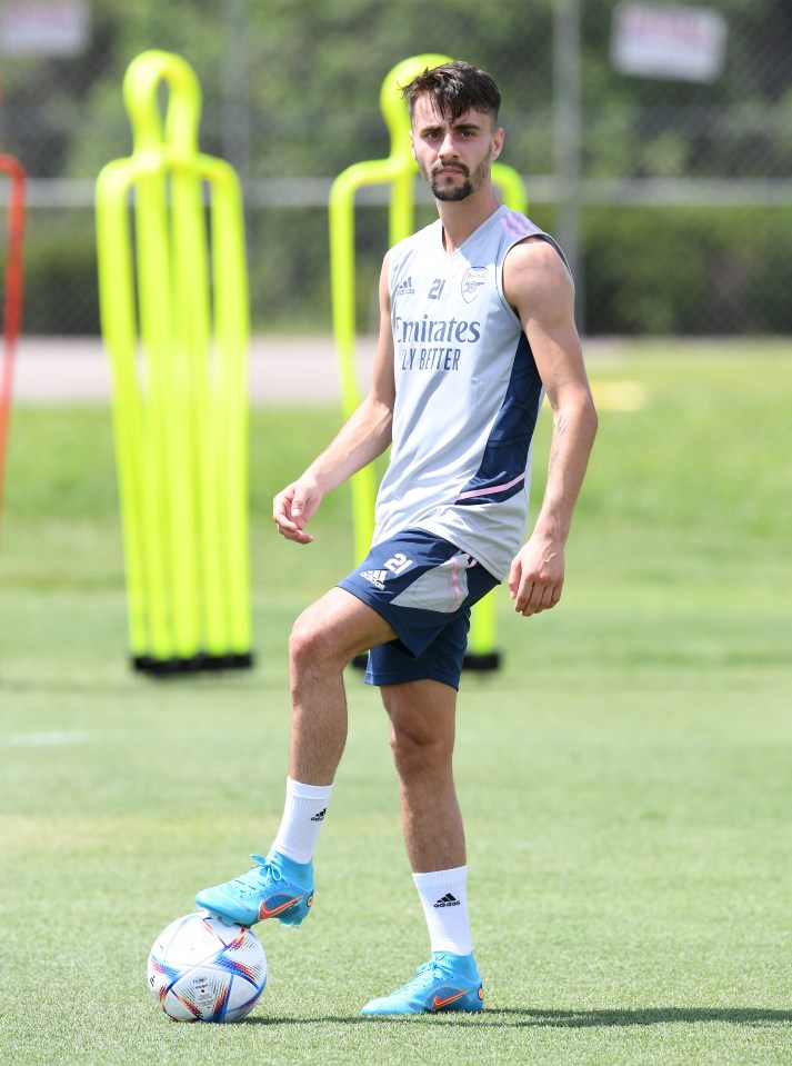 Fabio Vieira trains with Arsenal during the pre-season tour in Florida