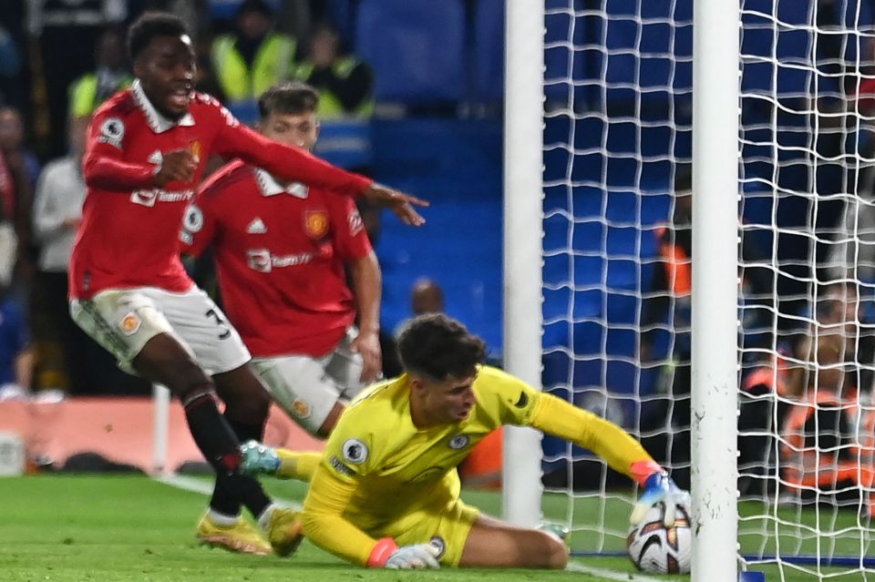 Kepa Arrizabalaga could not get the ball away before it crossed the line