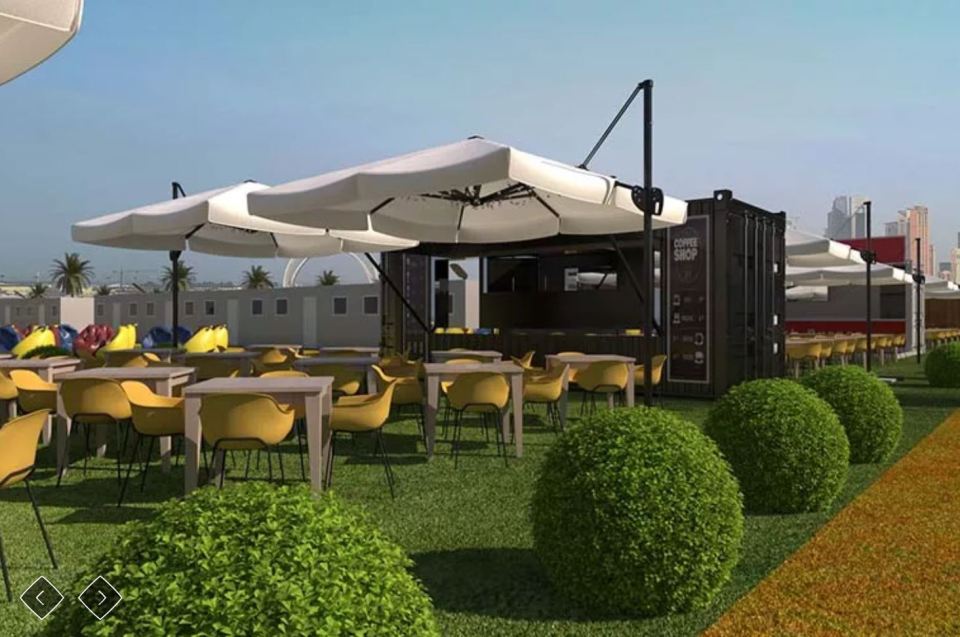 The on-site facilities include a number of food outlets offering a range of cuisines