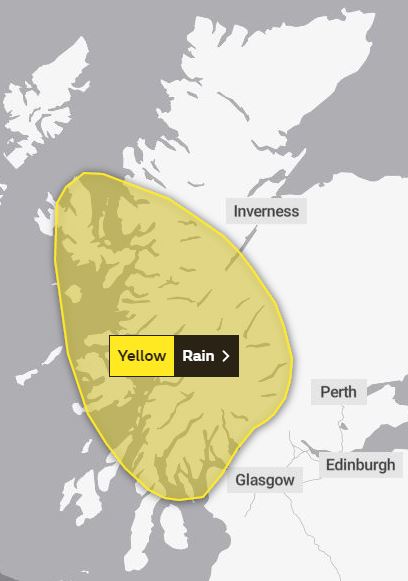 Yellow weather warnings have been issued in parts of the UK as torrential downpours and gale-force winds hit