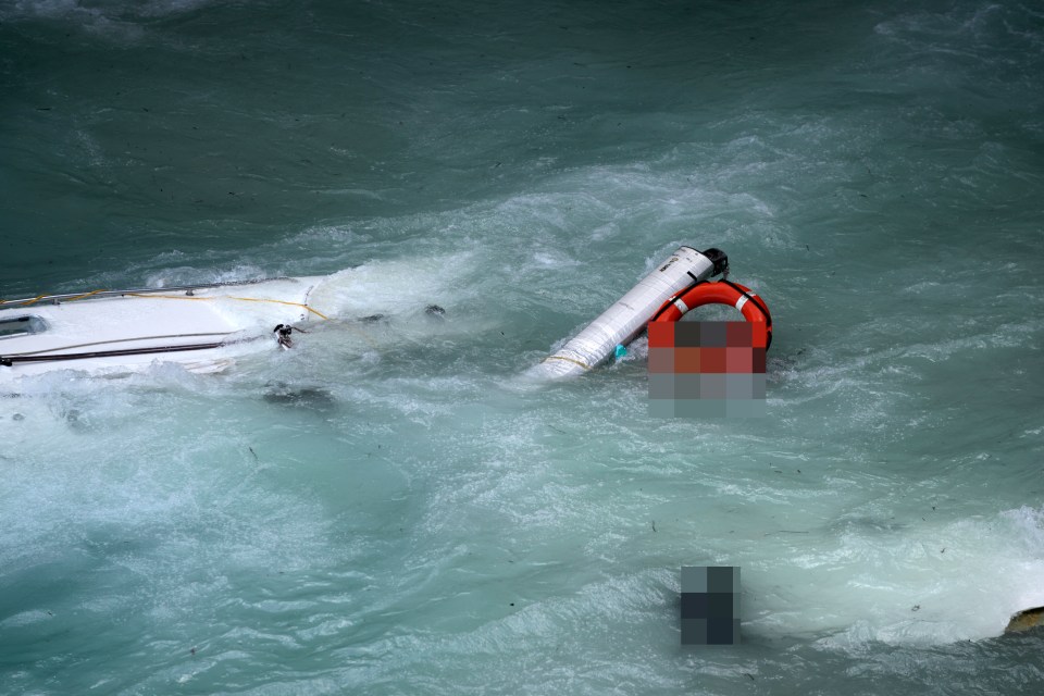 The remains of a sailing boat that sank with 95 on board off Kythira in southern Greece