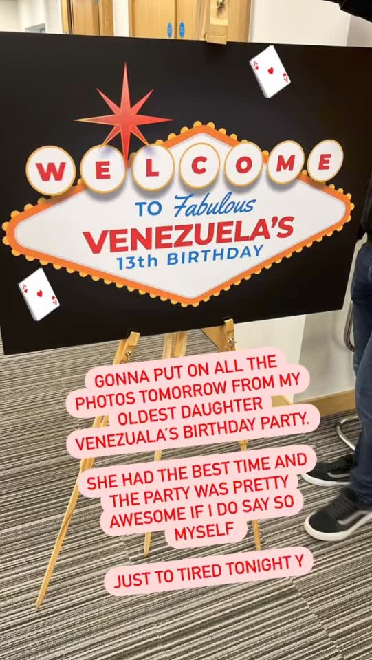 The party came complete with a sign which read: "Welcome to Fabulous Venezuela's 13th birthday party"