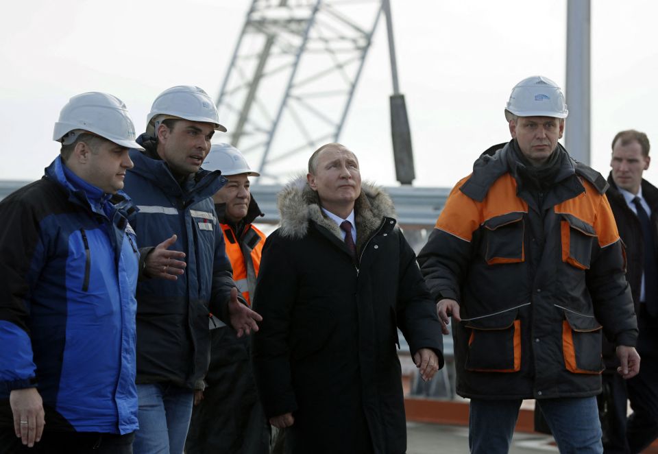 Putin visiting Kerch bridge in 2014 - a pet project he staked his reputation on