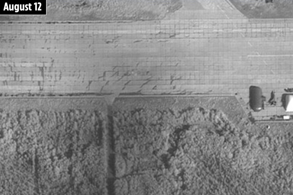 The empty runway at Olenya airbase on August 12