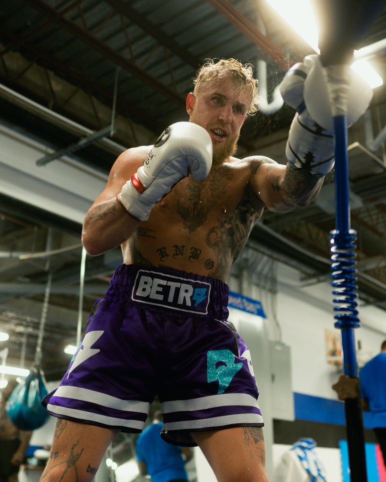 Jake Paul training ahead of his fight with Anderson Silva