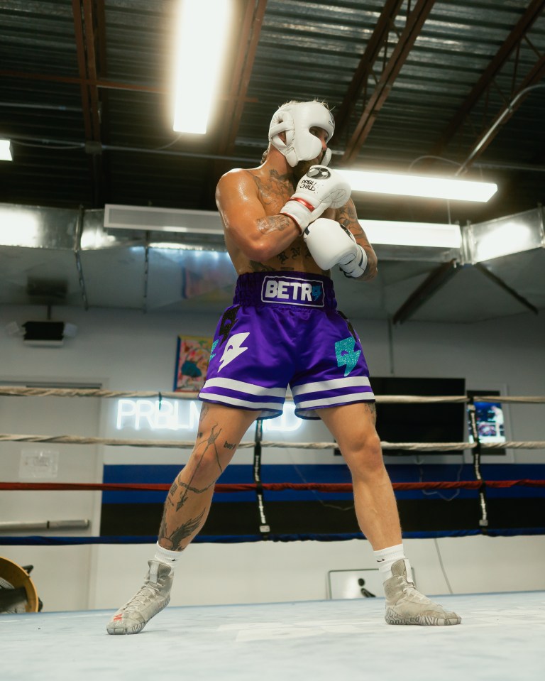 Jake Paul sparring during his training camp