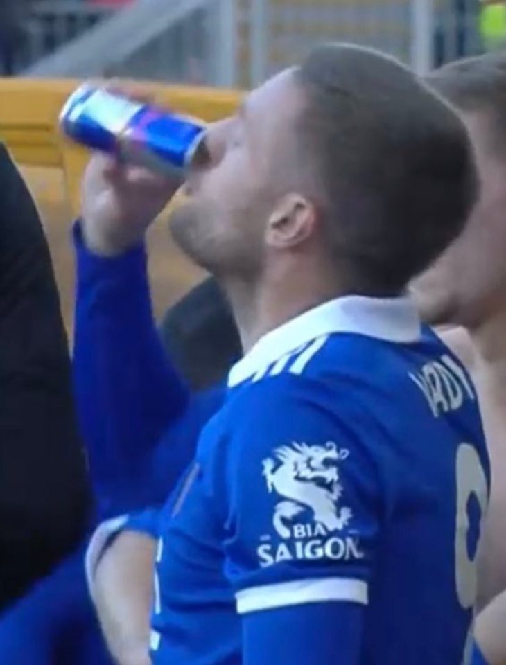 Jamie Vardy drunk a Red Bull before being subbed on after an hour