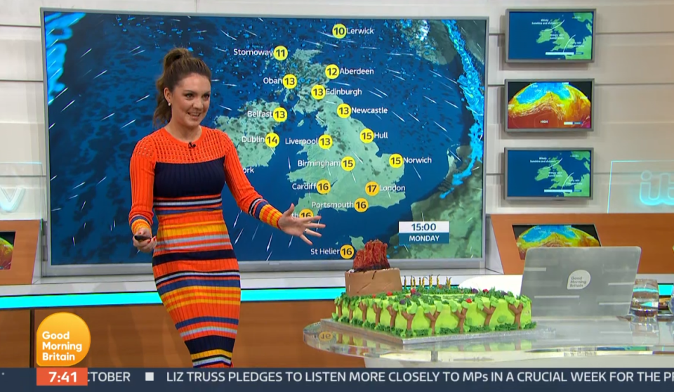 Laura Tobin got a huge cake on Good Morning Britain today to celebrate her birthday