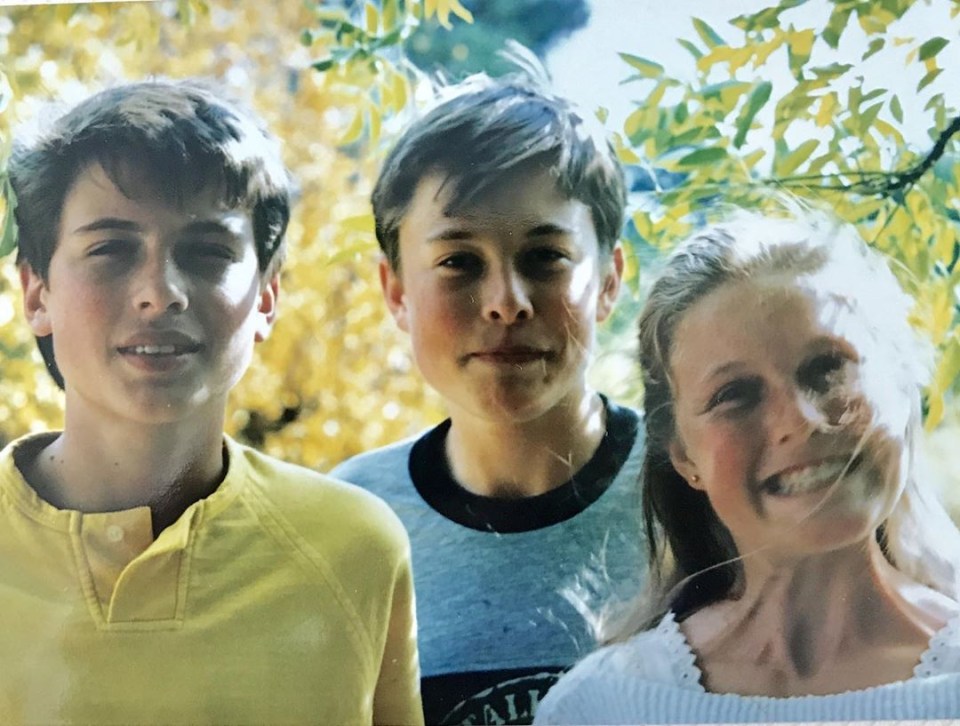 Elon, centre, with brother Kimbal and sister Tosca