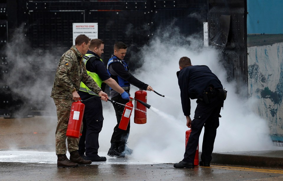 Firefighters battled to put out the blaze