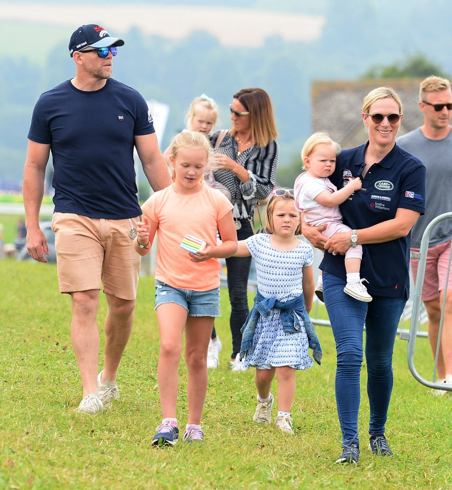 Mike pictured with Zara and their children in August