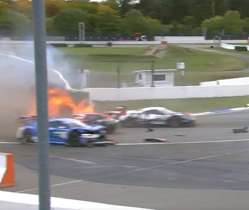 Dennis Olsen's car briefly lit up in flames