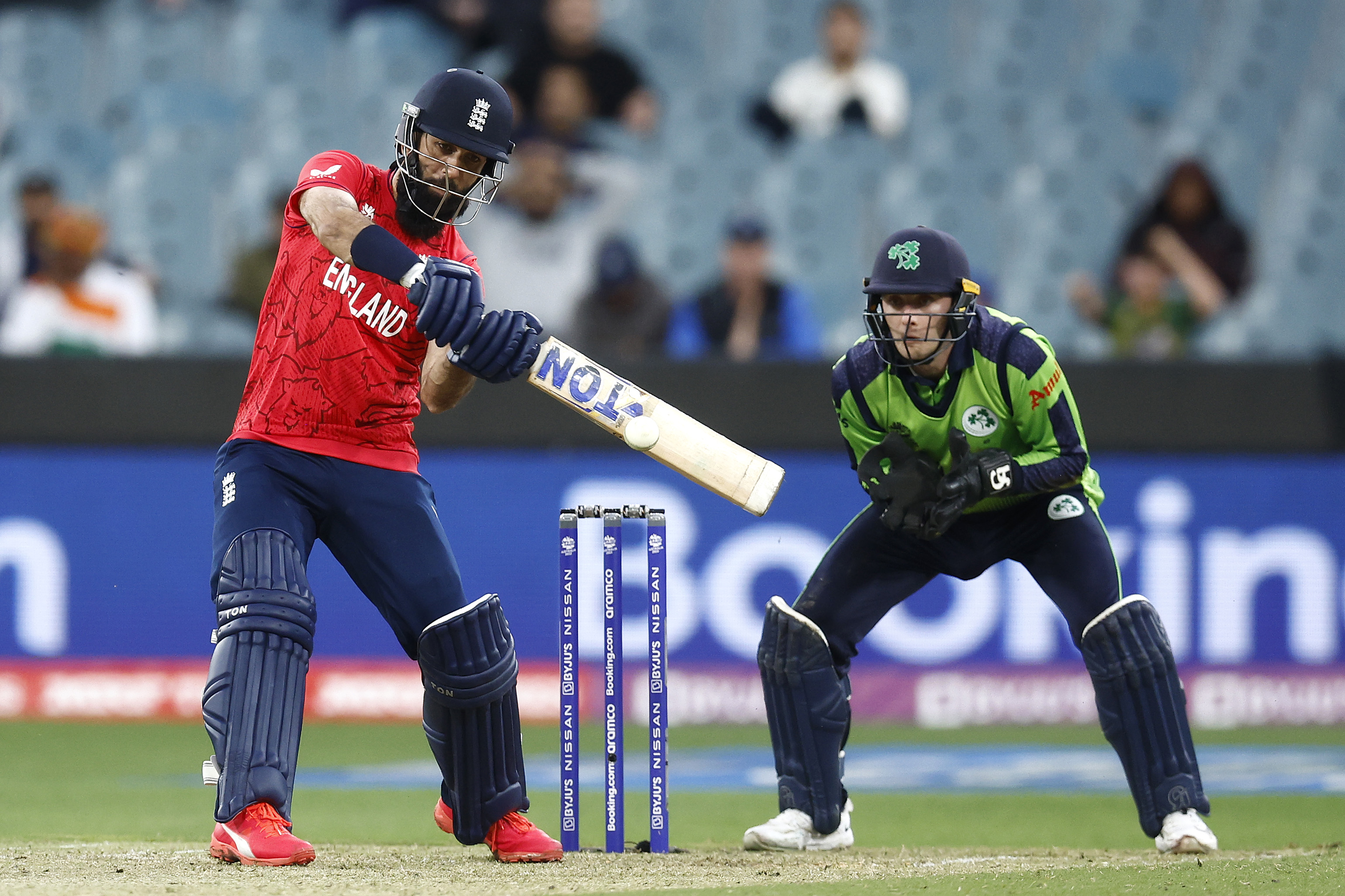 Moeen Ali tried to up the run rate with some big hitting but it was too late