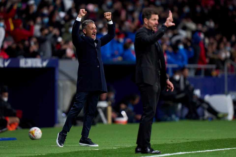 The ex-Arsenal star celebrates during an Atletico Madrid game