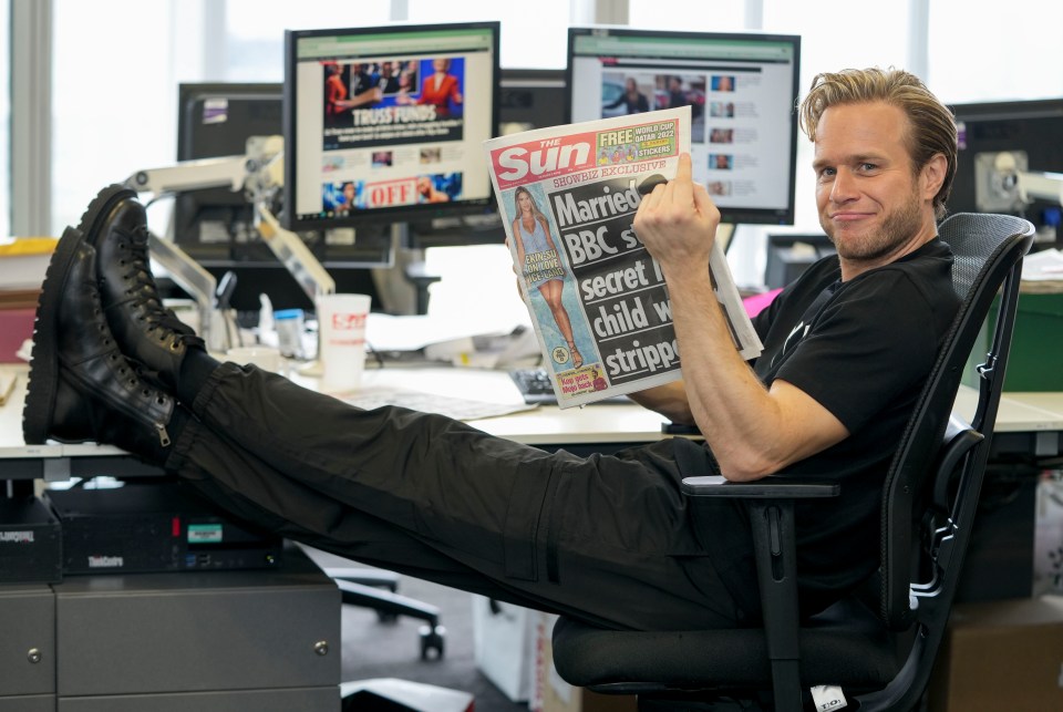 Olly in the driving seat at The Sun's London HQ