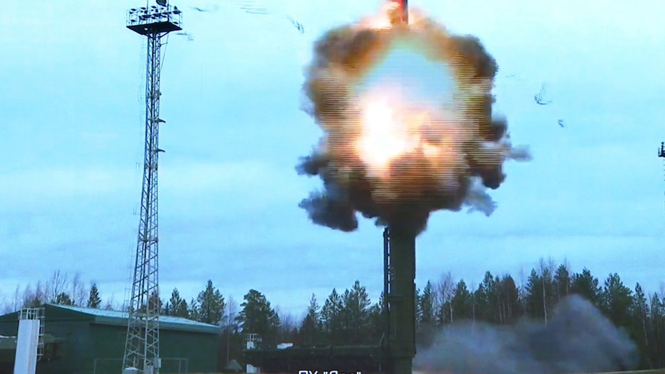 The launch of an intercontinental ballistic missile during the training of Russian forces