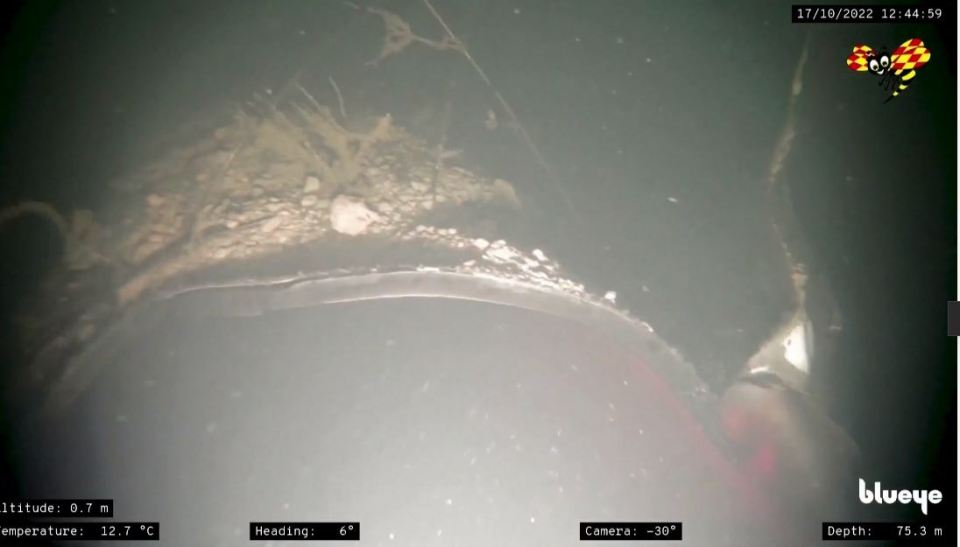 Images show a section of Nord Stream pipeline ripped open by an explosion on the sea bed