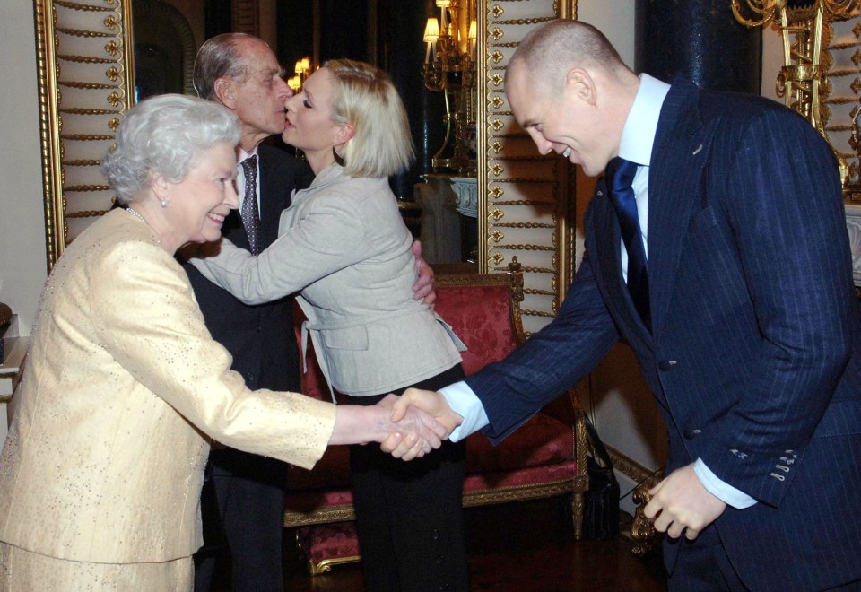 Mike and Zara Tindall with the late Queen and Prince Philip at a Buckingham Palace reception held in 2006