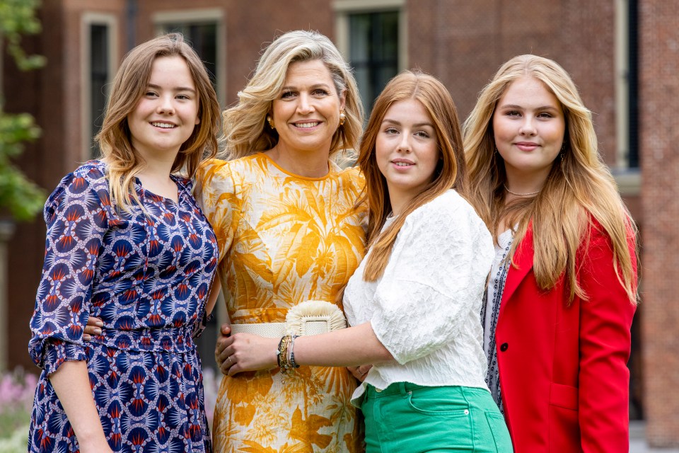 Princess Catharina-Amalia (right) is heir to the throne. Portrayed here with her mother Queen Maxima, and her two younger sisters