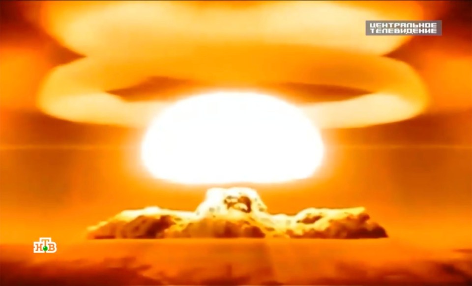 NTV's chilling sequence shows an enormous mushroom cloud