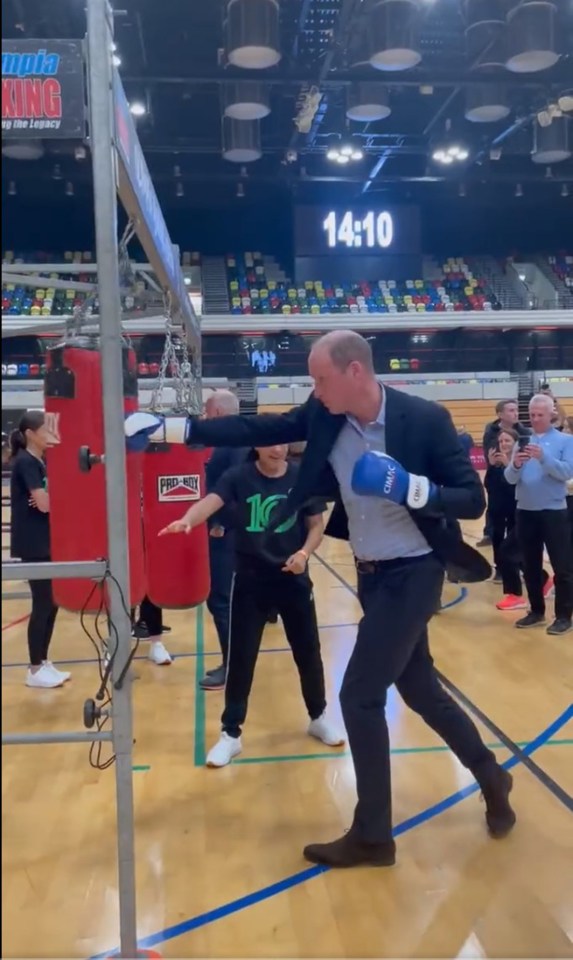 And he showed off his right hook on the punching bag