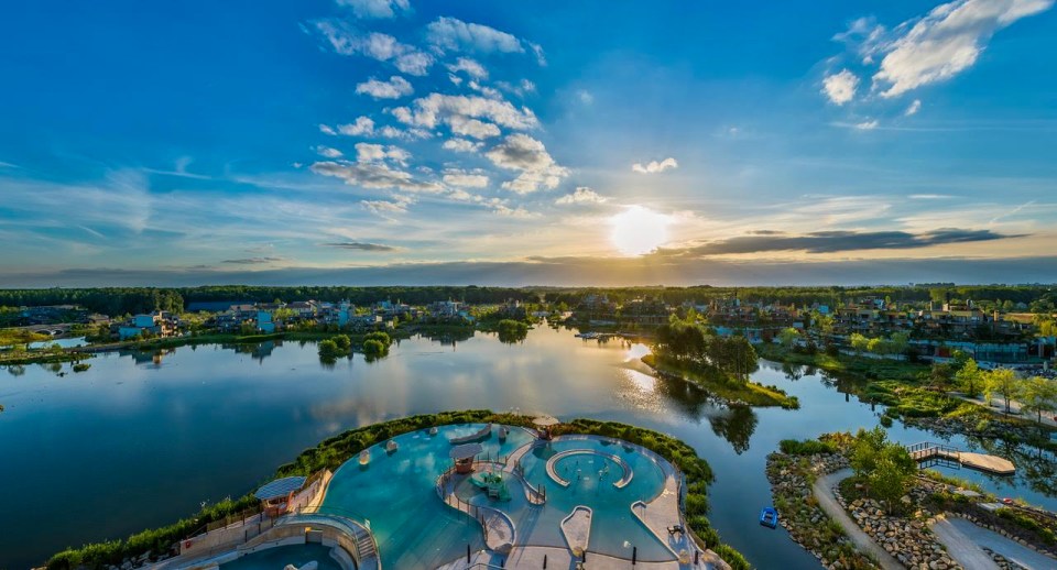 Called Aqualagon, the waterpark has eight slides, a wave pool, a climbing wall and a giant water tree