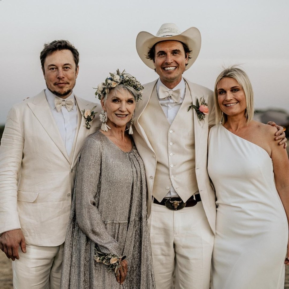 The siblings, pictured at Kimbal’s 2018 wedding, have remained close to Maye