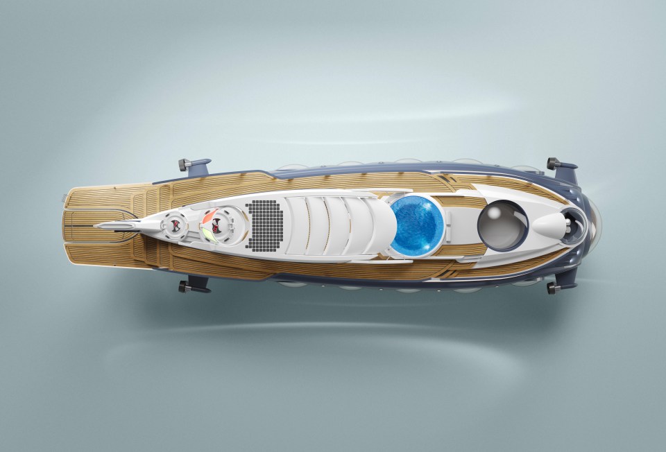 The high-tech yacht can transform into a submarine