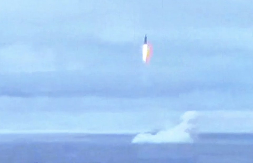 A missile was also seen being fired from a submarine