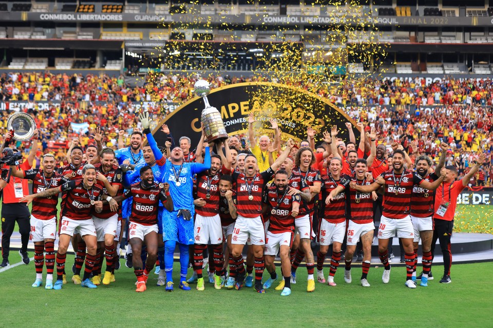 Flamengo celebrate winning the Copa Libertadores