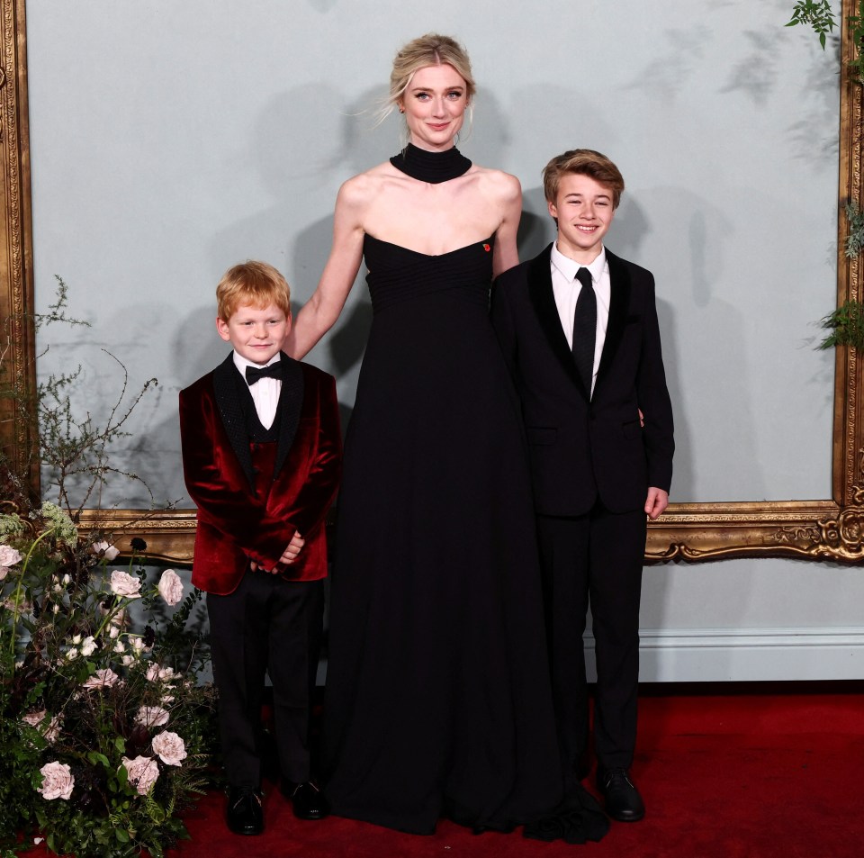 Elizabeth posed with Timothee Sambor who plays son William and Teddy Hawley who plays Harry