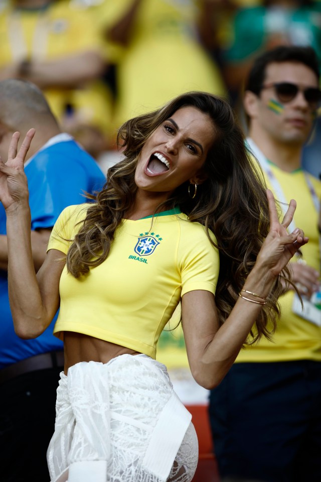 Izabel Goulart, a Victoria's Secret Model, blows a kiss during the 2018 World Cup