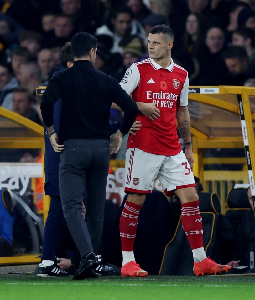 Granit Xhaka was an early replacement for the Gunners