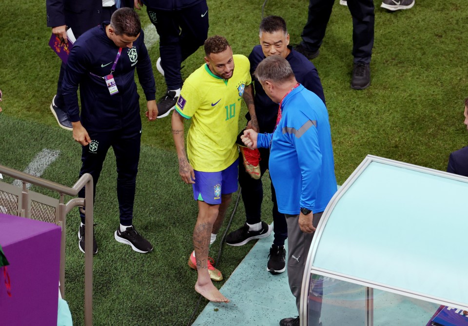 Neymar appeared distraught as he had his ankle checked