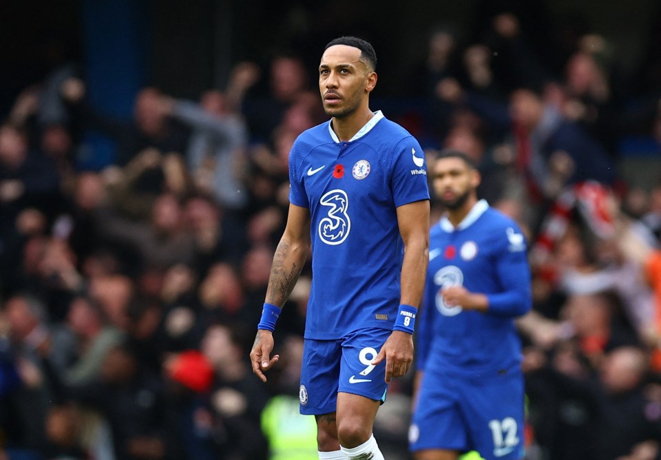 Aubameyang managed just eight touches of the ball before he was subbed off